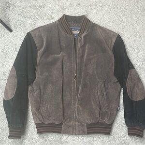 Varsity Jackets Brown Black Suede Large